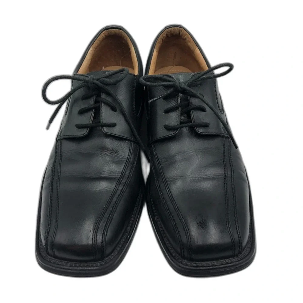 Steve Madden Men's Black Leather Oxford Shoes Square Toe P-Tango Size 9.5